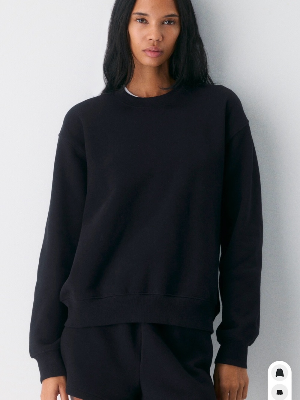 Aritzia Black Sweatfleece Perfect Crew Sweatshirt